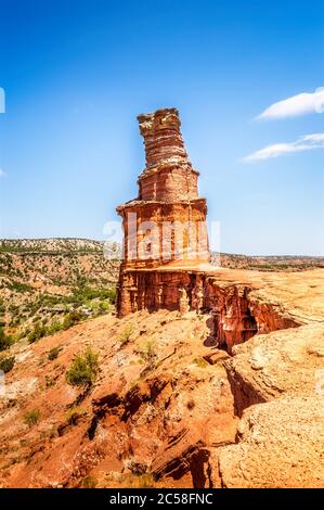 Der berühmte Lighthouse Rock im Palo Duro Canyon State Park, Texas Stockfoto