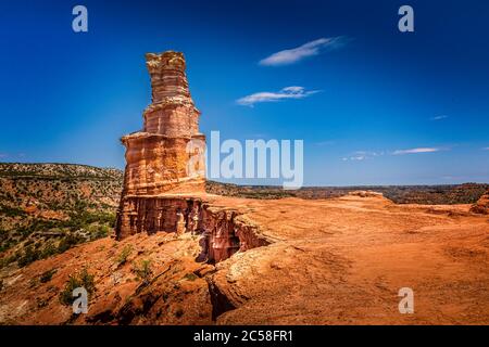 Der berühmte Lighthouse Rock im Palo Duro Canyon State Park, Texas Stockfoto