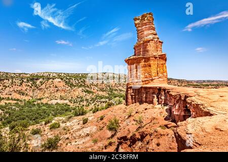 Der berühmte Lighthouse Rock im Palo Duro Canyon State Park, Texas Stockfoto