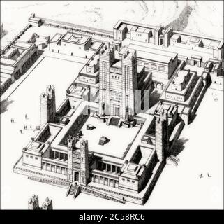 Tempel von Jerusalem; Tempelberg, Jerusalem, rekonstruiert von Charles Chipiez Stockfoto