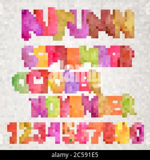 Herbst Saison Vektor Hand gezeichnet farbenfrohe Aquarell Namen Stock Vektor