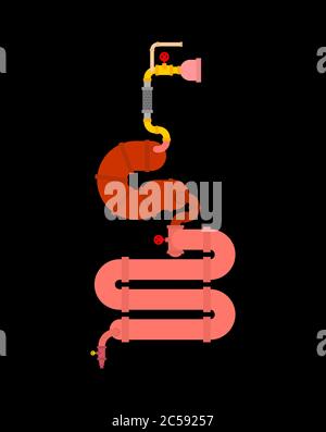 Metall Verdauungstrakt. Eisenmagen und Darm. Roboter-internes Organ. Cyborg Orgeln. Roboter gut Stock Vektor