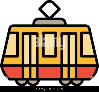 Symbol für Straßenbahnwagen. Umriss Straßenbahn Auto Vektor-Symbol für Web-Design isoliert auf weißem Hintergrund Stock Vektor
