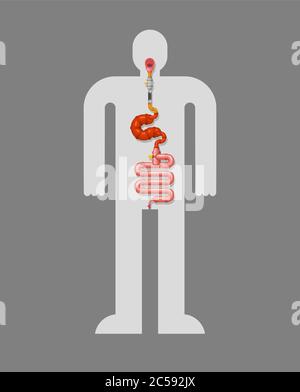 Metallmagen und Darm. Roboter-internes Organ. Verdauungstrakt aus Eisen. Cyborg Orgeln. Roboter gut Stock Vektor