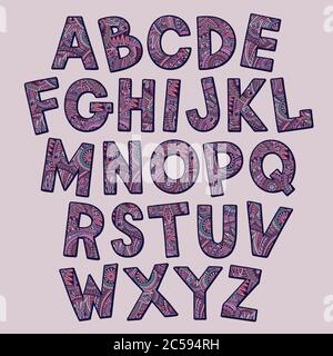 Handgezeichnete Cartoon Doodle Ethnic ornamental Schriftart Stock Vektor