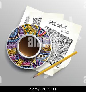 Kaffeetasse auf Skizzen Konzept Idee Stock Vektor