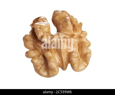 Walnüsse, die isoliert auf weißem Hintergrund mit Beschneidungspfad Stockfoto