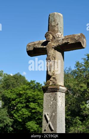 Frankreich, Haute Saone, Les Fessey, Kreuz datiert 1823 Stockfoto