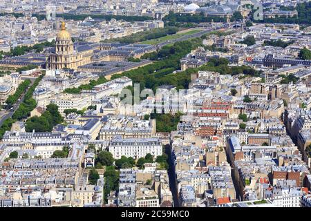 Frankreich, Paris, Blick vom Aussichtsturm Montparnasse im 7. Arrondissement und dem Hôtel des Invalides Stockfoto