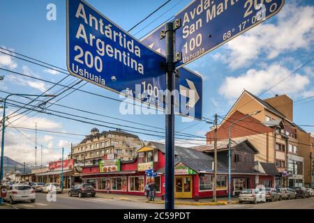 Argentinien, Patagonien, Feuerland Provinz, Ushuaia, die Stadt gilt als die südlichste der Welt Stockfoto