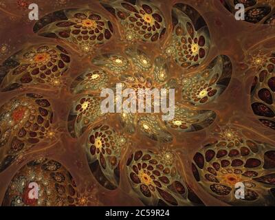 Abstraktes Ammonit - Flame Fractal Art Stockfoto