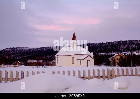 Norwegen, Lappland, Grafschaft Troms Og Finnmark, Karasjok Kirche Stockfoto