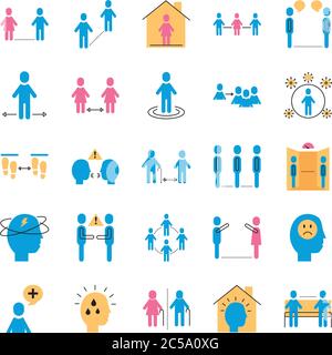 Bündel von Abstand sozialen Set Symbole Vektor Illustration Design Stock Vektor