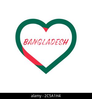 Bangladesch Flagge im Herzen. Ich liebe mein Land. sign. Vektordarstellung auf weißem Hintergrund isoliert. Stock Vektor