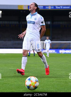 Braunschweig, Deutschland. 1. Juli 2020. Frustriert bei Valmir Sulejmani (Mannheim). GES/Fußball/3. Liga: Eintracht Braunschweig (Braunschweig) - SV Waldhof Mannheim 01.07.2020 Fußball/Fußball: 3. Liga: Braunschweig vs Mannheim, Braunschweig, 1. Juli 2020 Quelle: dpa/Alamy Live News Stockfoto