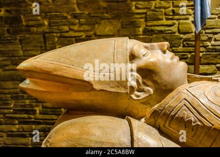 Seitenansicht heilige am Bett Skulptur, Stockfoto