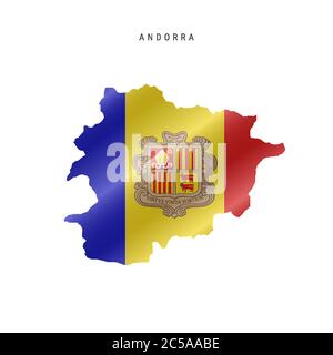 Detaillierte Flagge Karte von Andorra. Vektorkarte mit maskierter Flagge. Stock Vektor