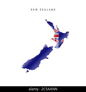 Detaillierte Flagge Karte von Neuseeland. Vektorkarte mit maskierter Flagge. Stock Vektor