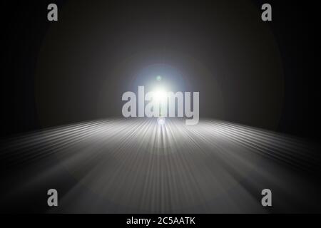 Lichtstreifen auf der Nachtstraße. Abstrakter Hintergrund von hellen Linien. Perspektive von leuchtenden Streifen. Stockfoto