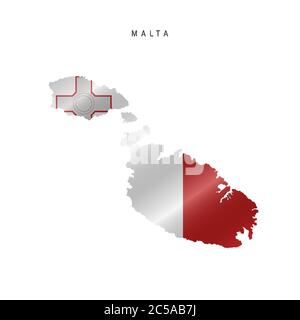 Detaillierte Flagge Karte von Malta. Vektorkarte mit maskierter Flagge. Stock Vektor