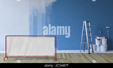 Schild-Mockup und Unterbau Raum Stockfoto