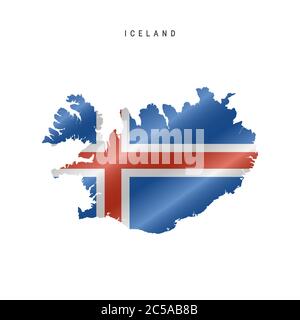 Detaillierte Flagge Karte von Island. Vektorkarte mit maskierter Flagge. Stock Vektor