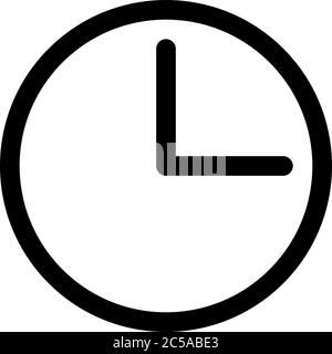 Uhrsymbol, Uhrzeit oder Weckmotiv. Umreißen Sie modernes Design-Element. Einfaches schwarzes flaches Vektorzeichen mit abgerundeten Ecken. Stock Vektor