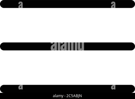 Symbol mit drei Balken. Symbol des Menüs. Umreißen Sie modernes Design-Element. Einfaches schwarzes flaches Vektorzeichen mit abgerundeten Ecken. Stock Vektor