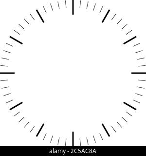 Ziffernblatt. Leere Stundenwahl. Striche markieren Minuten und Stunden. Einfache flache Vektordarstellung. Stock Vektor