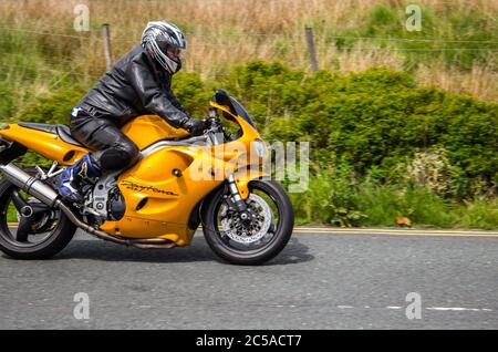 1998 Yellow Triumph Daytona 955i Stockfoto