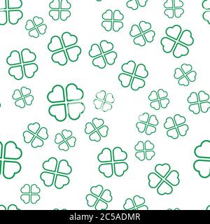 Grünes Shamrock nahtloses Muster. Hintergrund von vierblättrigen Kleeblättern. Einfache flache Vektordarstellung. Stock Vektor