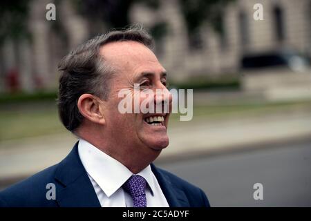 Dr. Liam Fox MP für North Somerset, ehemaliger Verteidigungsminister, ehemaliger internationaler Handelssekretär, Stockfoto