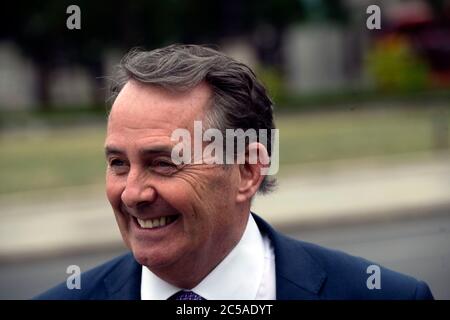 Dr. Liam Fox MP für North Somerset, ehemaliger Verteidigungsminister, ehemaliger internationaler Handelssekretär, Stockfoto