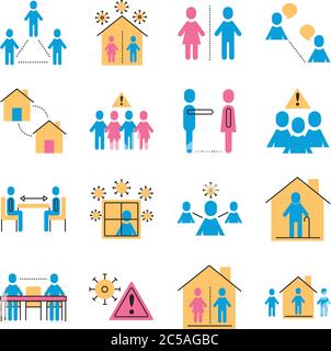 Bündel von Abstand sozialen Set Symbole Vektor Illustration Design Stock Vektor