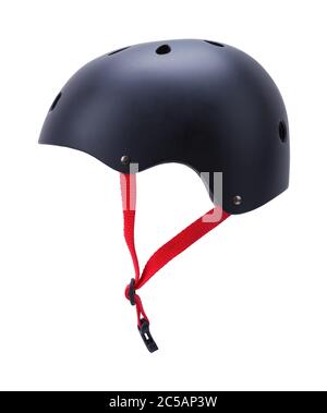 Schwarz Skateboard Helm Seitenansicht Ausschnitt. Stockfoto