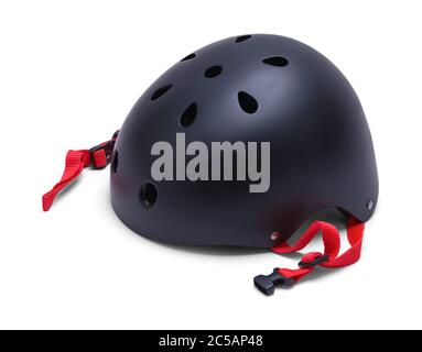 Schwarzer Skate Helm isoliert auf weißem Hintergrund. Stockfoto