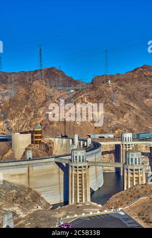 Blick auf den Hoover-Staudamm in Nevada, USA Stockfoto