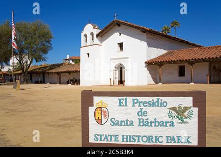 Kirche, El Presidio De Santa Barbara State Historic Park, Santa Barbara, Kalifornien, USA Stockfoto