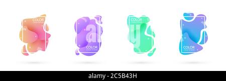 Satz von flüssigen Formen mit weißem Rahmen. Abstrakte Trendelemente auf weißem Hintergrund. Calm Liquid Design Kollektion. Einfacher Farbspritzer. Vektor Stock Vektor