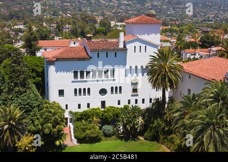 Clock Tower View, Santa Barbara County Courthouse, Santa Barbara, Kalifornien, USA Stockfoto