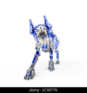 Cyber-Sicherheit Hund hockend in weißem Hintergrund, 3d-Illustration Stockfoto