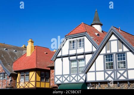 Dänische Architektur auf Alisal Road, Solvang, Santa Barbara County, Zentral-Kalifornien, USA Stockfoto