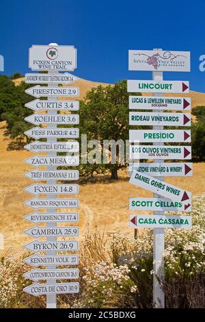 Weingut Schilder, Santa Ynez Valley, Santa Barbara County, Zentral-Kalifornien, USA Stockfoto