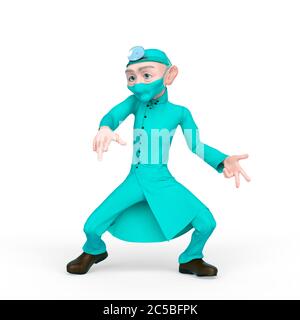 Alte Arzt Cartoon ist Tanz Hip Hop, 3d-Illustration Stockfoto