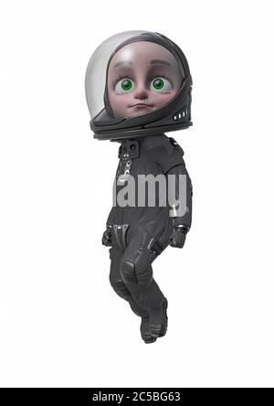 Junge der Astronaut Explorer in weißem Hintergrund, 3d-Illustration Stockfoto