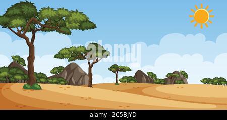 Horizont Naturszene oder Landschaft Landschaft mit Blick auf den Wald und leeren Himmel bei Tag Illustration Stock Vektor