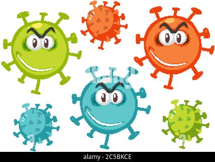 Coronavirus Emoticon und Emojis mit Gesichtsausdrücke isoliert auf weißem Hintergrund Illustration Stock Vektor