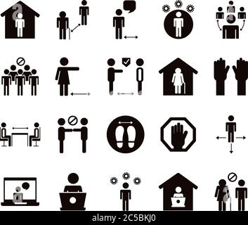 Bündel von Abstand sozialen Set Symbole Vektor Illustration Design Stock Vektor