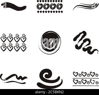 Bündel von kreativen Design mit Pinsel Striche Symbole Vektor Illustration Design Stock Vektor