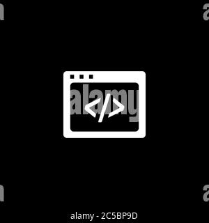 Code der Webseite Symbol auf schwarzem Hintergrund. Schwarz Stil Vector Illustration. Stock Vektor